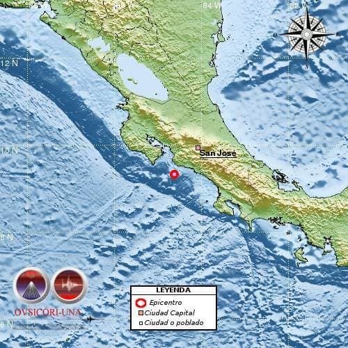 Sismos con epicentro en Pacífico central