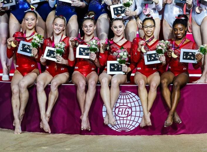 El equipo de gimnasia de los Estados Unidos.