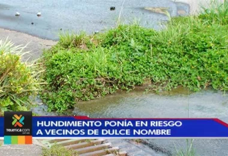 Eliminan peligroso hundimiento que ponía en peligro a vecinos de Dulce Nombre de Coronado