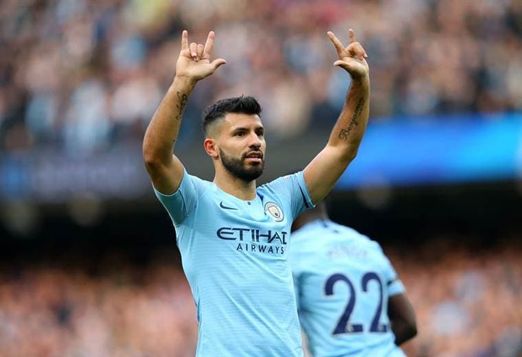 El delantero argentino Sergio 'Kun' Agüero del Manchester City. 