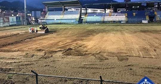 Colocación de la cancha sintética del estadio de Pérez Zeledón.|Municipal PZ
