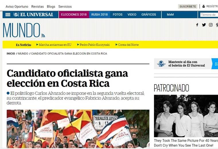 Medios internacionales hacen eco de la victoria de Carlos Alvarado 