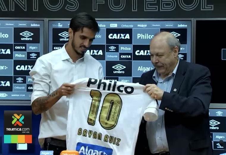 Bryan Ruiz lucirá la camiseta 10 del Santos de Brasil