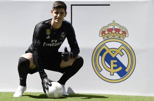 Thibaut Courtois en su presentación con el Real Madrid.|AFP