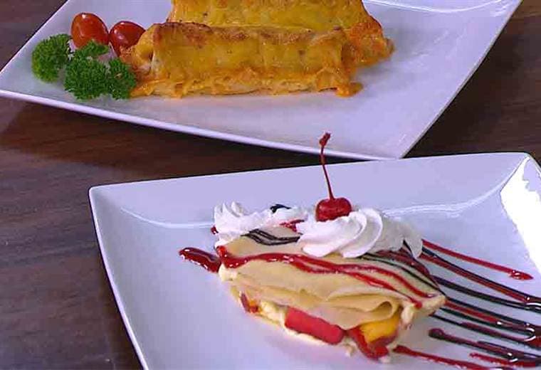 Receta: Crepas de pollo y de frutas