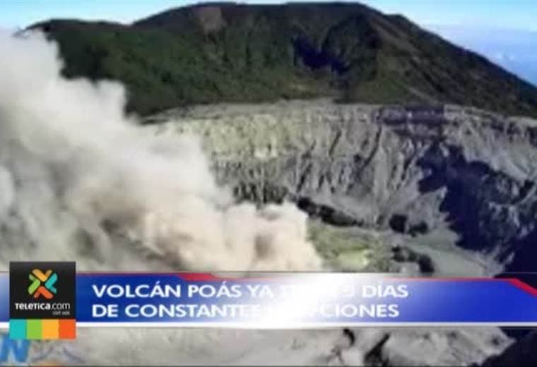 Volcán Poás llega a su quinto día consecutivo de constantes erupciones.