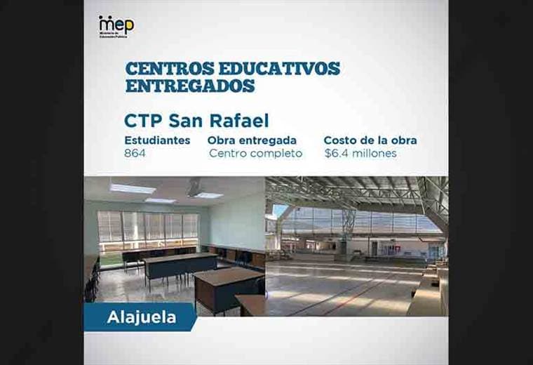 MEP entregó cinco nuevos centros educativos en los últimos dos meses