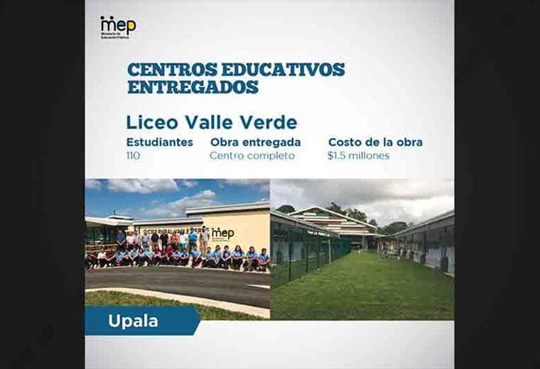 MEP entregó cinco nuevos centros educativos en los últimos dos meses