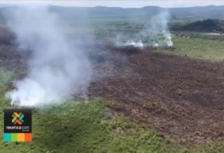 Incendio que afecta humedal de Sierpe está controlado, pero no extinto