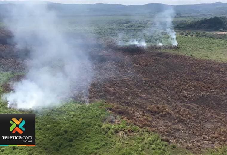 Incendio que afecta humedal de Sierpe está controlado, pero no extinto