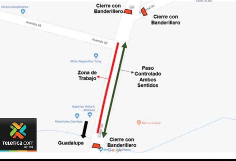 AyA cerrará durante dos semanas tramo de vía entre Moravia y Guadalupe