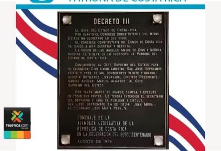 Un día como hoy hace 195 años la Virgen de los Ángeles fue declarada patrona de Costa Rica