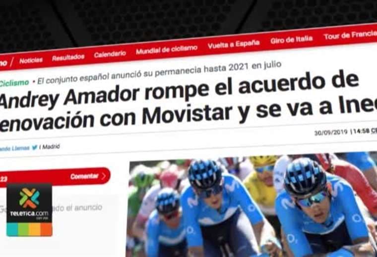 Andrey Amador rompe acuerdo con Movistar Team y se marcha al Ineos, según medios españoles