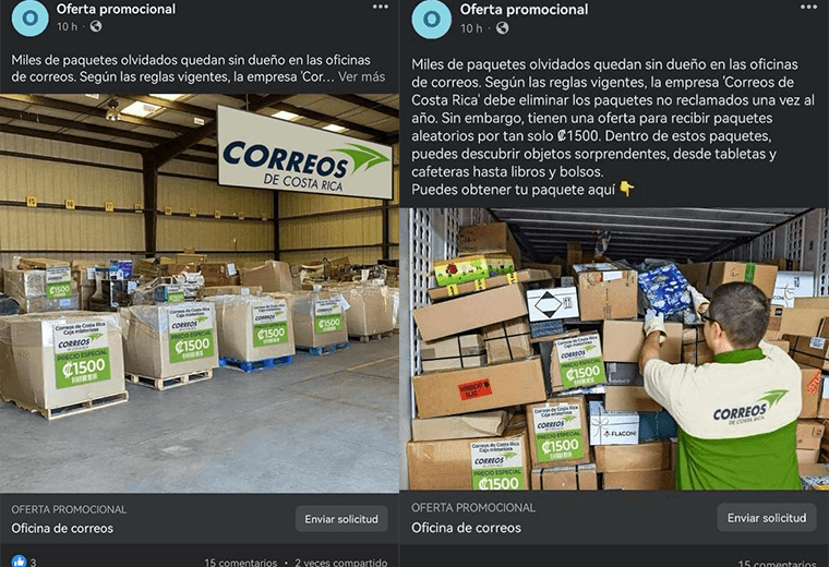 ¡Cuidado lo estafan! Correos de Costa Rica no está rematando paquetes olvidados