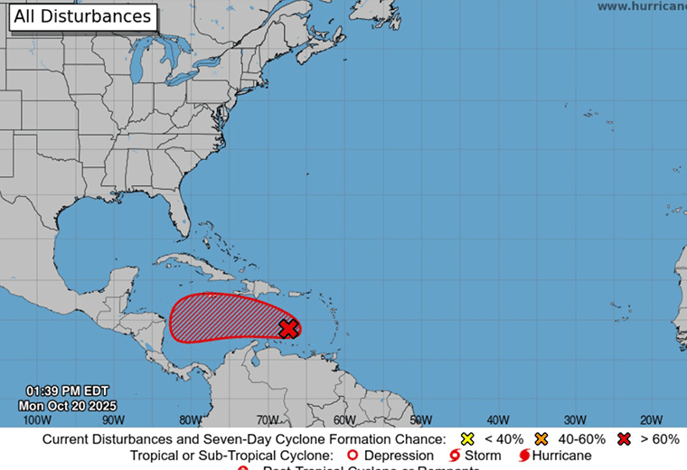 Expertos estiman que hay 90% de posibilidades de que se forme un ciclón en el Caribe esta semana