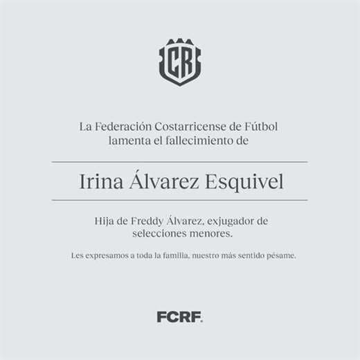 Fútbol tico envía mensaje de solidaridad y apoyo a Freddy Álvarez por muerte de su hija