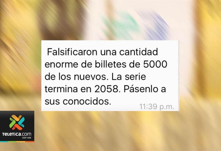 Mensaje sobre billetes falsos de 5.000 no corresponde a Costa Rica