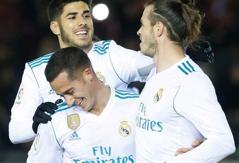 Asencio, Lucas Vásquez y Bale jugadores del Real Madrid