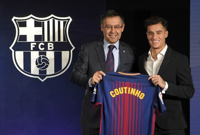 Presentación de Coutinho en el Barcelona.|AFP
