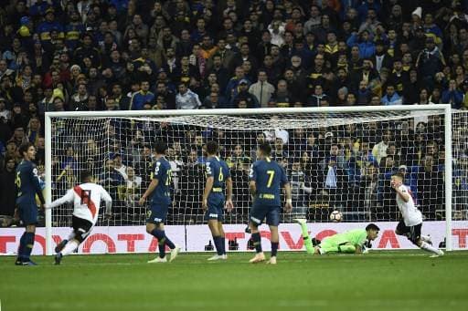 Juan Fernando Quintero marcó el gol vital de River Plate ante Boca en la final de Libertadores.|AFP