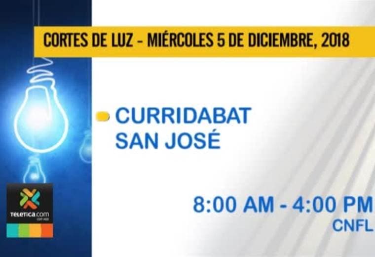 Vecinos de Curridabat no tendrán electricidad este miércoles