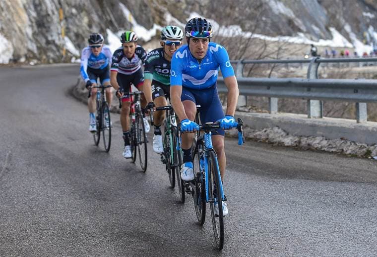 Mikel Landa celebró este sábado su primera victoria como ciclista del Movistar Team. Tomada del sitio de Movistar Team