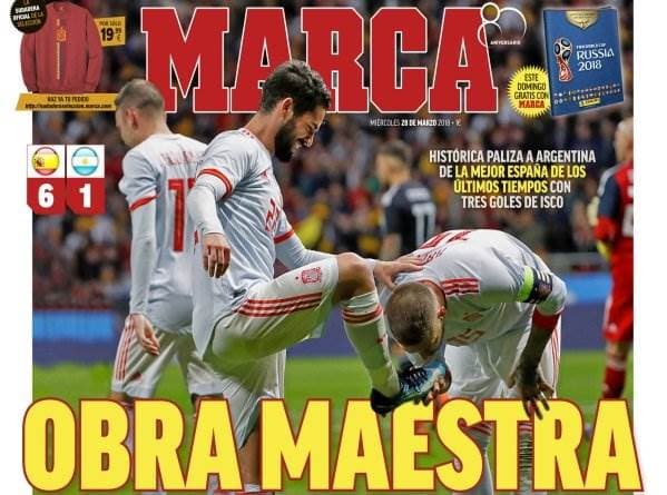 Prensa española tras el partido ante Argentina.