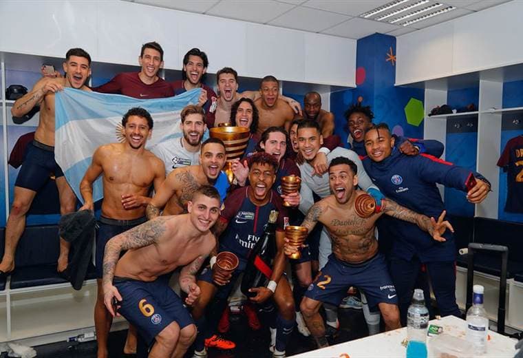 Jugadores del PSG celebran la quinta Copa de Francia,|PSG en Facebook