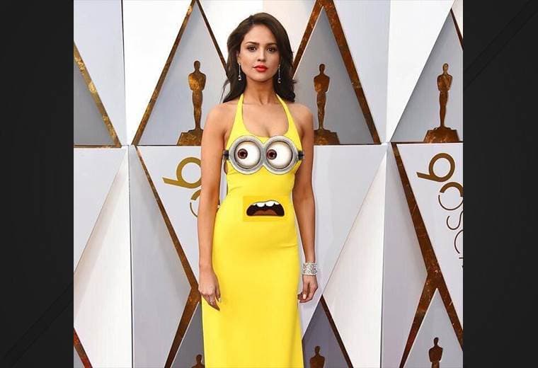 Eiza González fue el blanco de los memes por su vestido amarillo en los Óscar
