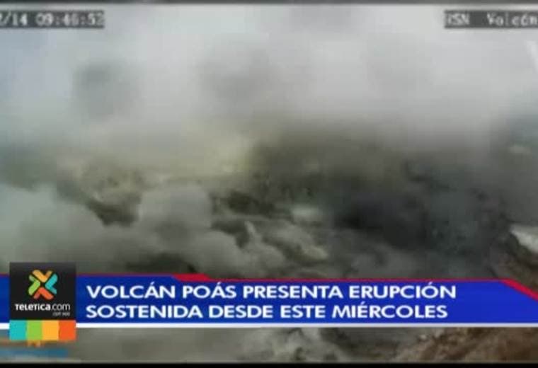 -          Volcán Poás lleva cuatro días de actividad sostenida