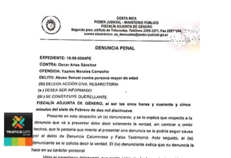 Fiscalía tramitará las denuncias contra Óscar Arias por delitos sexuales en un mismo expediente