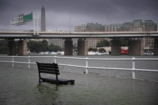 Inundaciones en Washington DC a causa de las fuertes lluvias. Foto AFP