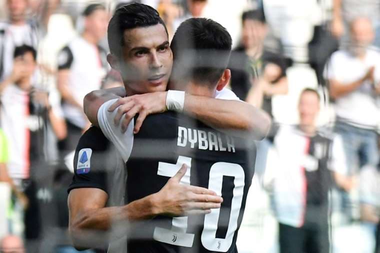Cristiano Ronaldo celebra su gol ante la SPAL, tras asistencia de Dybala | AFP
