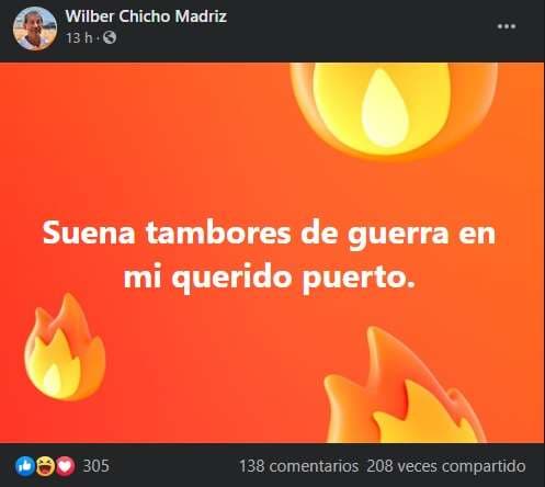 Tomada del Facebook de Wilber Madriz