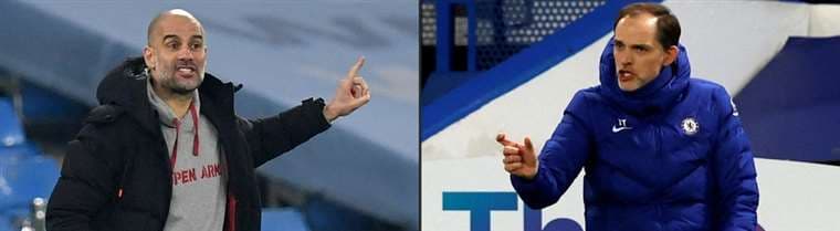 Guardiola y Tuchel. AFP