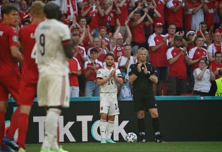 Homenaje a Christian Ericksen. AFP