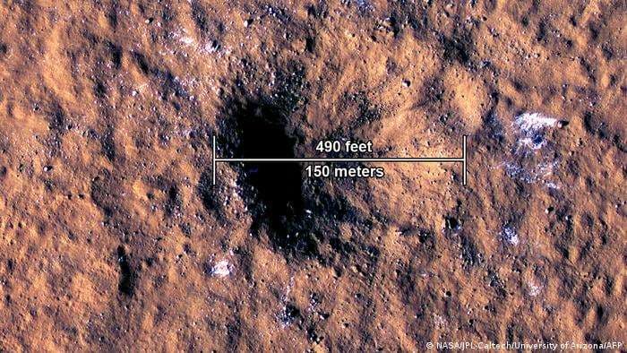 El rover InSight detectó el impacto que dio origen a este cráter en Marte