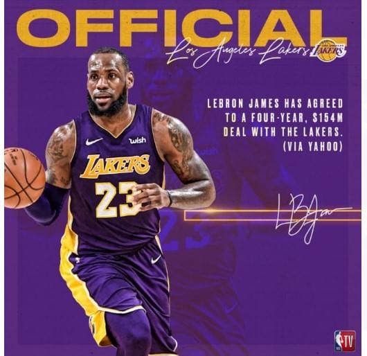 LeBron James firmará con los Lakers por cuatro años y USD 154 millones