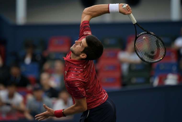 Novak Djokovic durante un juego en el Masters 1000 de Shanghái 2019 | AFP