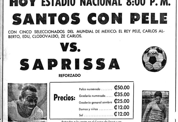 Precio de las entradas Saprissa vs. Santos en 1972.