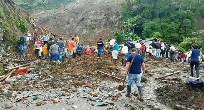 Al menos 17 muertos y 13 desaparecidos por deslave en suroeste de Colombia