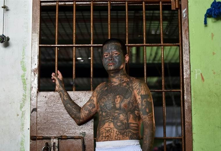 Pandilleros en cárceles de El Salvador.