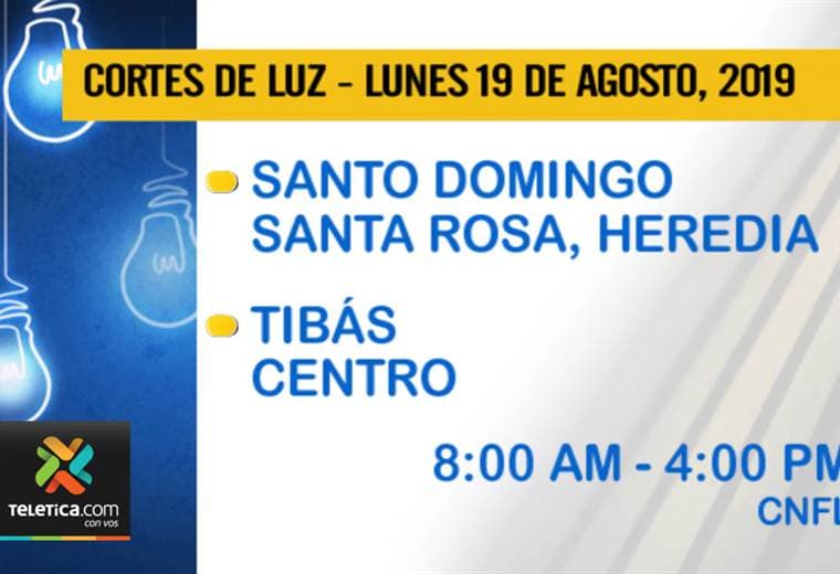 Vecinos de Santo Domingo de Heredia y Tibás no tendrán electricidad este lunes