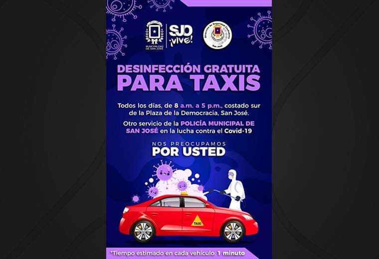Policías de San José desinfectarán taxis a partir de mañana