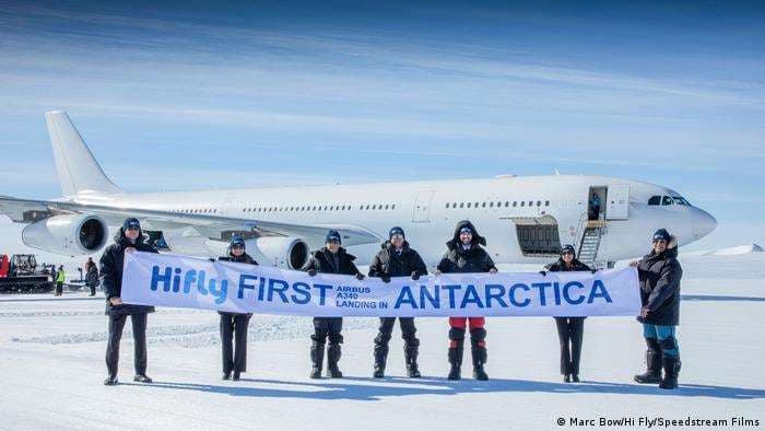 Avión Airbus A340 aterriza por primera vez en la Antártida