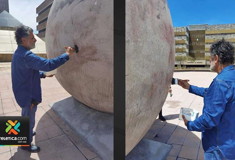 Creador de esferas vandalizadas ayudó a restaurarlas