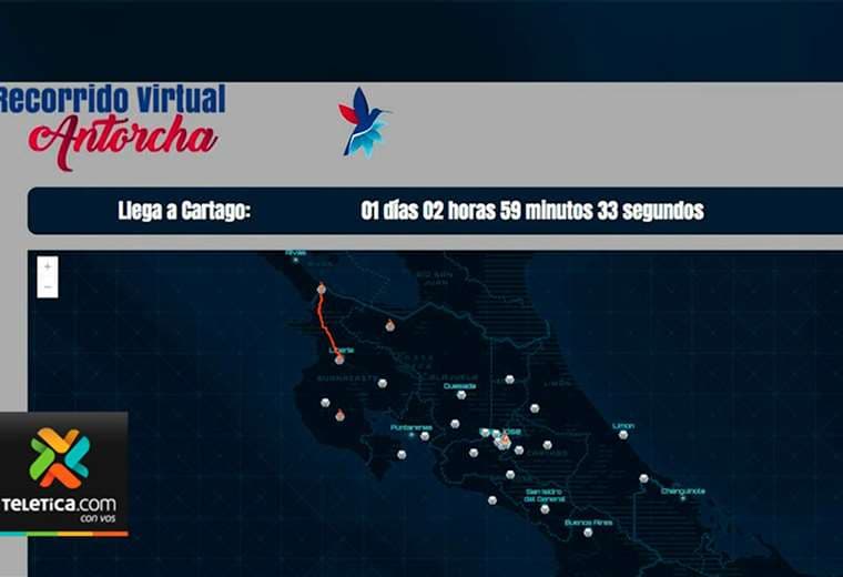 Mapa de Costa Rica animado muestra recorrido de la antorcha