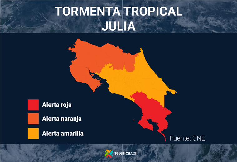Pacífico Sur en alerta roja por estragos de tormenta tropical Julia
