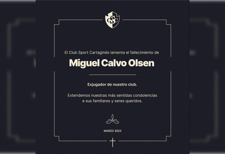 Muere Miguel Calvo Olsen, exjugador de Cartaginés