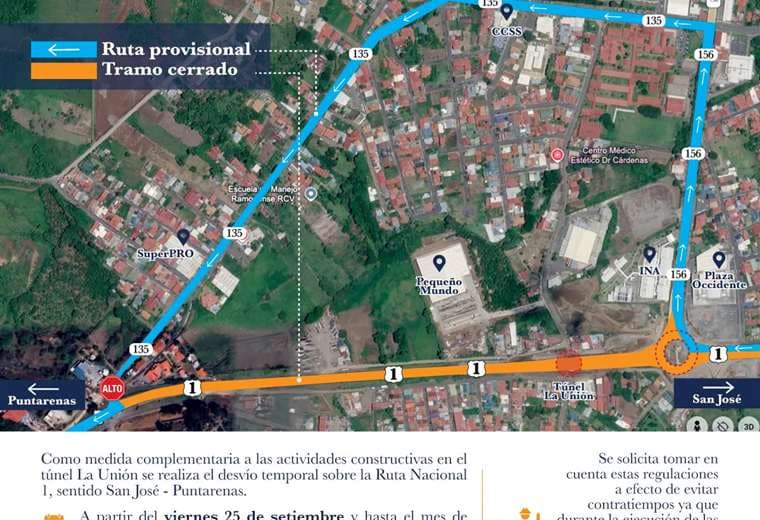 Ruta 1 en construcción entrada a San Ramón/MOPT